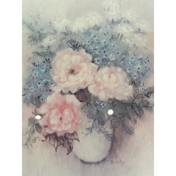 Vintage Floral Watercolor Print By Rusty - Picture 5 of 6